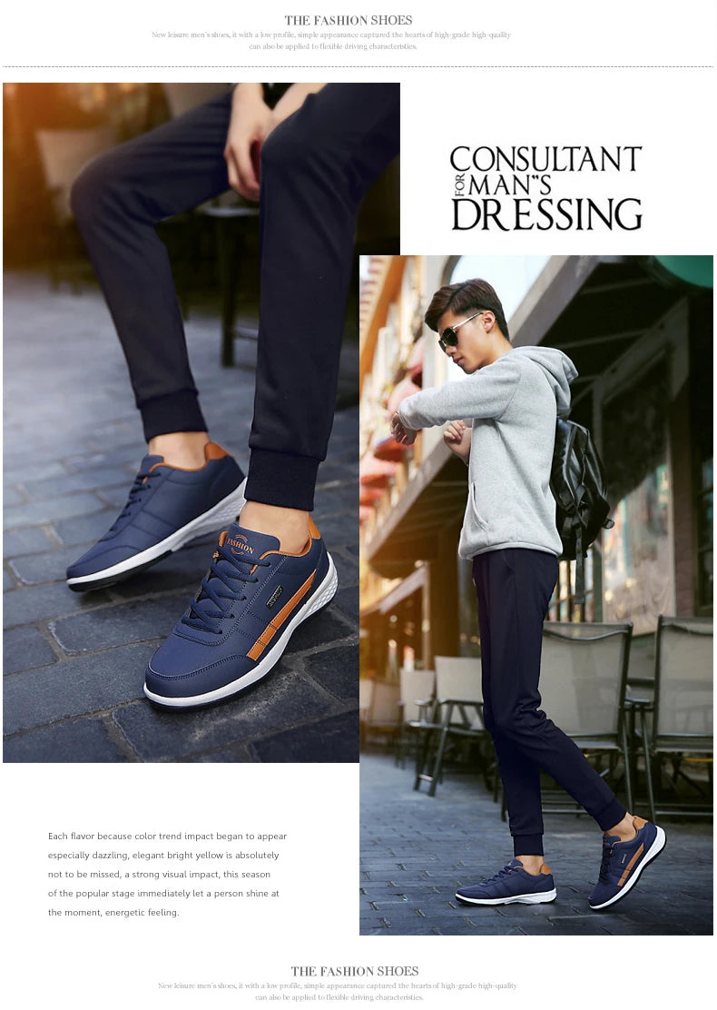 New Leather Men's Shoes, Sports Shoes, Fashion, Brisk Walking, Luxury Shoes, Breathable, Anti Slip, Casual Vulcanized Shoes38-46 - Shopfly.co.uk