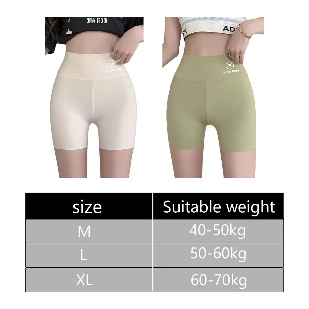 1pcs Women's Leggings Belly Tightening And Hip Lifting Pants Anti Glare Yoga Ice Silk Seamless Shorts Safety Shorts 3/4 Pants ﻿ - Shopfly.co.uk