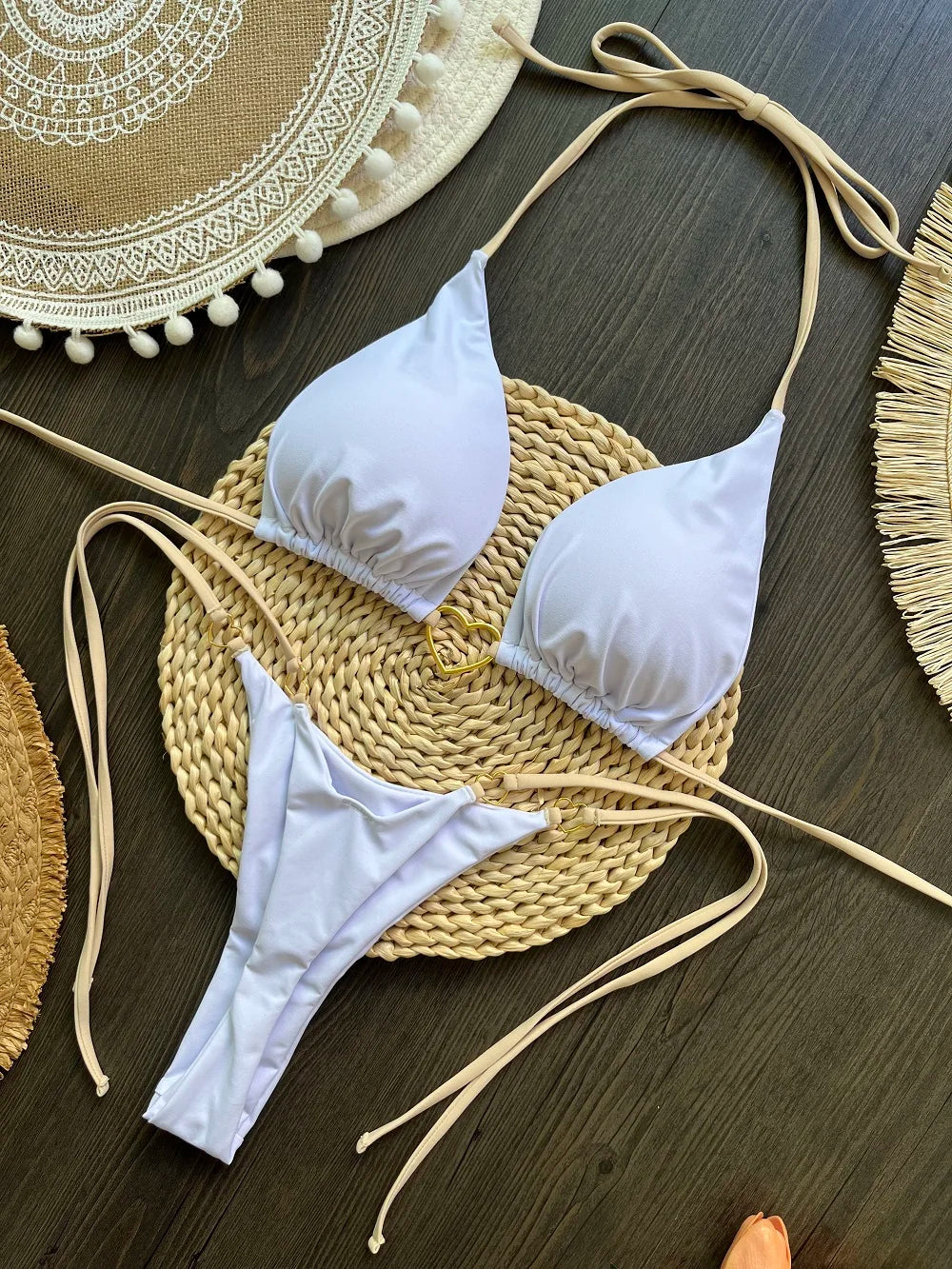 RUOTONSEPT Sexy Halter Solid color Bikini Set Women's Swimsuit Two-piece Triangle Thong Swimwear Bathing Suit Brazilian Biquinis - Shopfly.co.uk