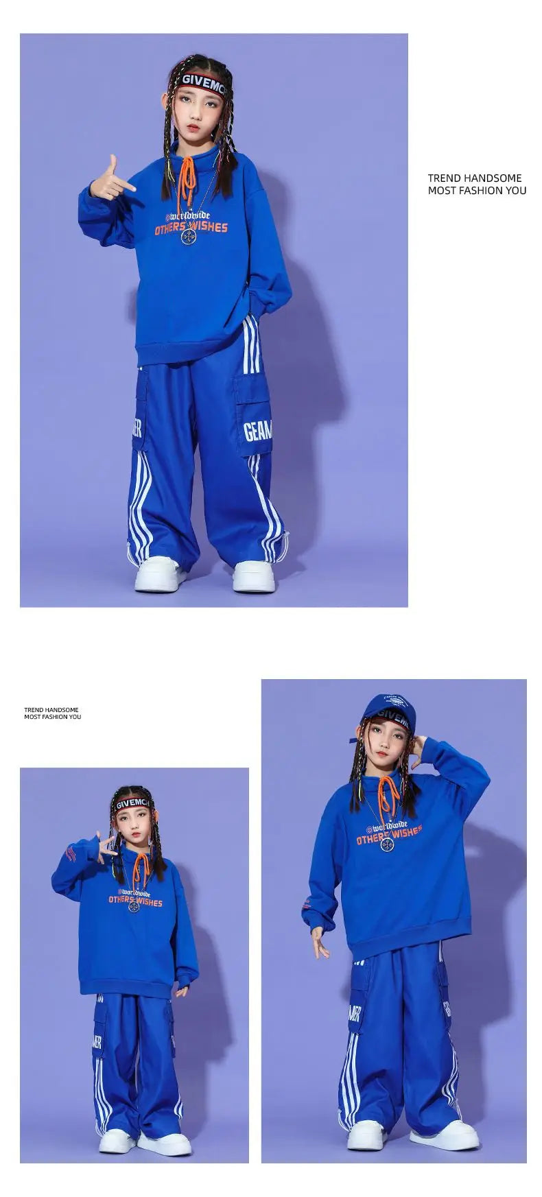 Boys Hip Hop Pullover Street Dance Cargo Pants Girls High Collar Sweatshirt Outfits Kids Jazz Sport Clothes Set Child Streetwear - Shopfly.co.uk