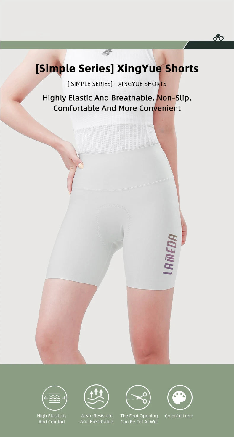 LAMEDA Cycling Shorts Women's High Elastic Cycling Pants Quick-Drying Bib Shorts Upf50+ Outdoor Cycling Shorts White Road Cyclin - Shopfly.co.uk