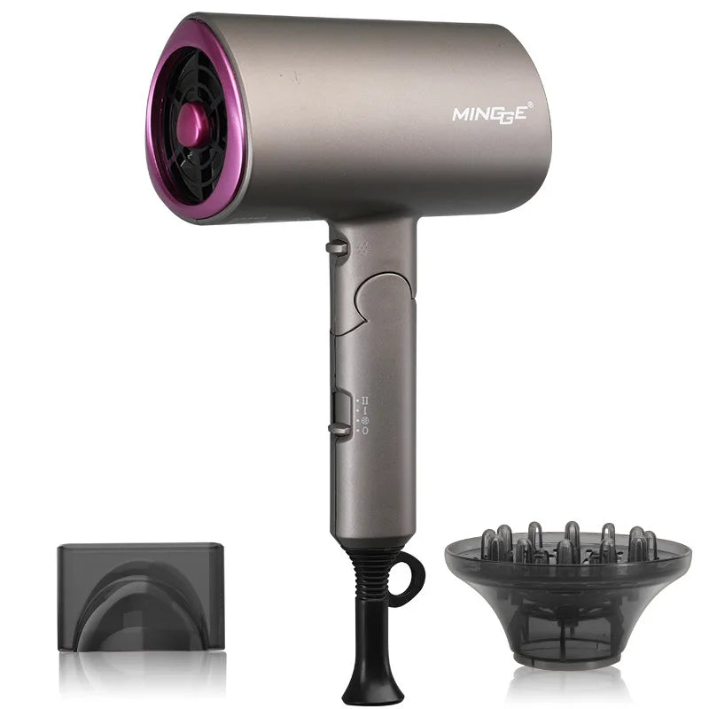 Popular Foldable Hair Dryer 1800W Blue Light Negative Ion Super Silent US/EU/UK/Plug 110V/220V Home Barber Recommended - Shopfly.co.uk
