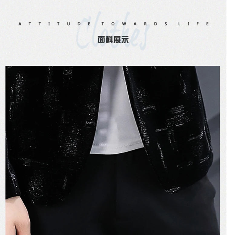 2022 Autumn Men Blazers Luxury Corduroy Casual Slim Suit Jacket Business Social Office Dress Coat Streetwear Jacket Men Clothing - Shopfly.co.uk
