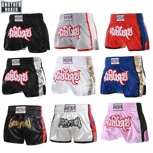MMA Shorts for Kids & Adults, Muay Thai Shorts Boxing, Embroidered, Martial Arts Clothing for Muay Thai and Taekwondo Training - Shopfly.co.uk