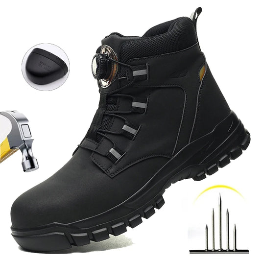 Waterproof Safety Boots Men Indestructible Steel Toe Work Boots Anti-smash Stab-resistant Safety Shoes Biker Botas Para Hombre - Shopfly.co.uk