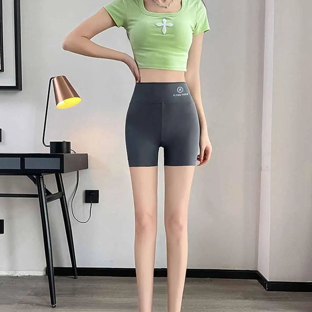 1pcs Women's Leggings Belly Tightening And Hip Lifting Pants Anti Glare Yoga Ice Silk Seamless Shorts Safety Shorts 3/4 Pants ﻿ - Shopfly.co.uk