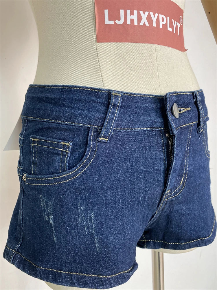 Women's Scratch Design Spicy Girl Denim Shorts Summer Y2K New Hot Girl Street Female Bottoms Casual Hip Wrap Sexy Mini-Shorts - Shopfly.co.uk
