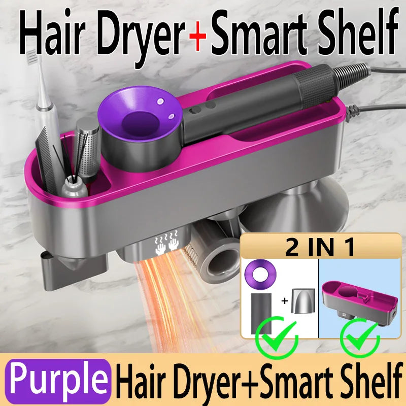 For Dyson Xiaomi Hair Dryer Shelf Wall Mounted Hair Dryer Rack Change Into Automatic Hand Dryer with Storage Box hanger - Shopfly.co.uk