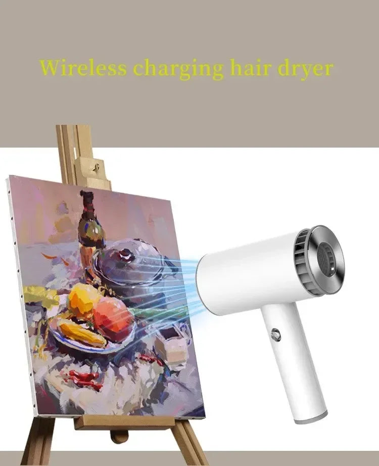 Portable Cordless Hair Dryer Fast Dry Hair Lithium Battery Rechargeable Blow Dryer Strong Wind Travel/Outdoor Plug in Hot Air - Shopfly.co.uk