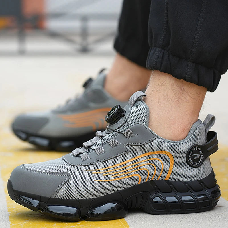Rotating Button Safety Shoes Men Work Sneakers Indestructible Shoes Puncture-Proof Protective Shoes Work Boots Steel Toe Shoes - Shopfly.co.uk