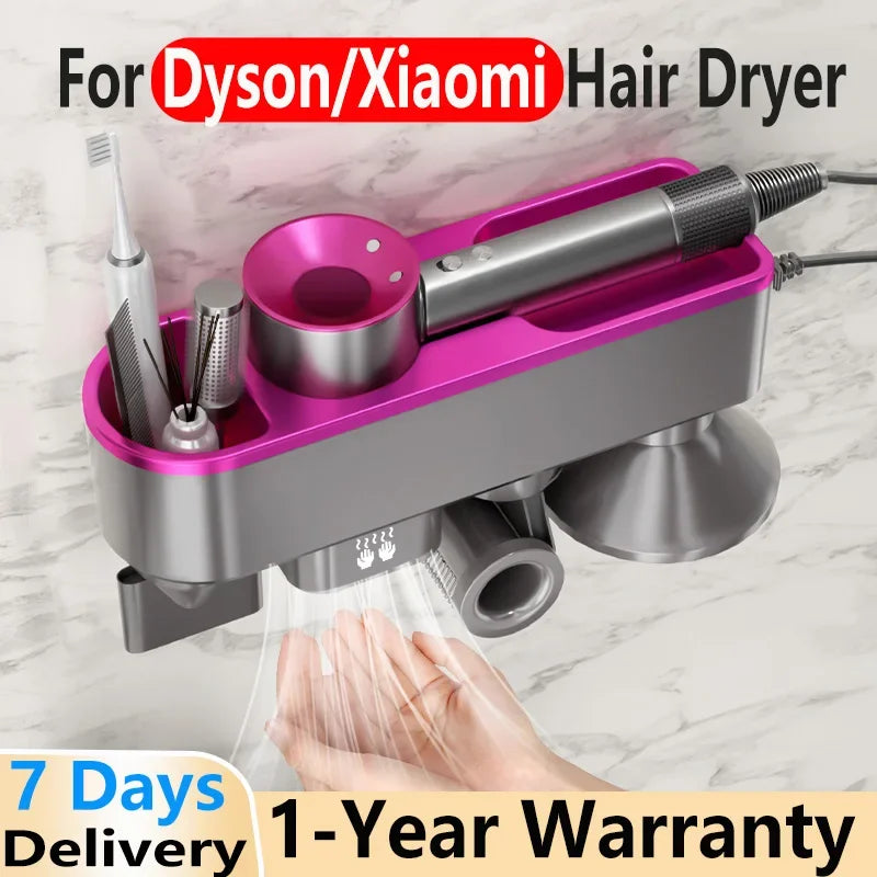 For Dyson Xiaomi Hair Dryer Shelf Wall Mounted Hair Dryer Rack Change Into Automatic Hand Dryer with Storage Box hanger - Shopfly.co.uk