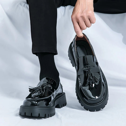 Casual Shoes Mens Comfortable Driving Loafers Light Moccasins Men Fashion Sequins Bling Party Wedding Black Dress Flats Tassel - Shopfly.co.uk