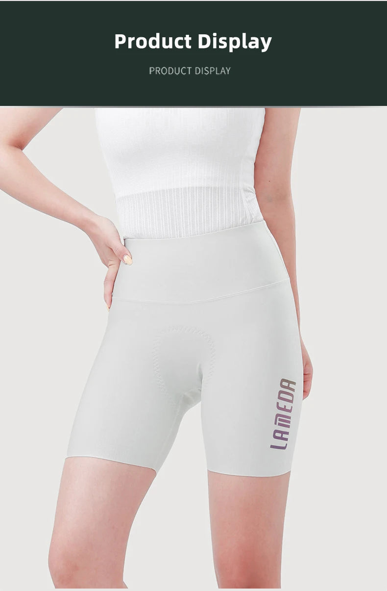 LAMEDA Cycling Shorts Women's High Elastic Cycling Pants Quick-Drying Bib Shorts Upf50+ Outdoor Cycling Shorts White Road Cyclin - Shopfly.co.uk