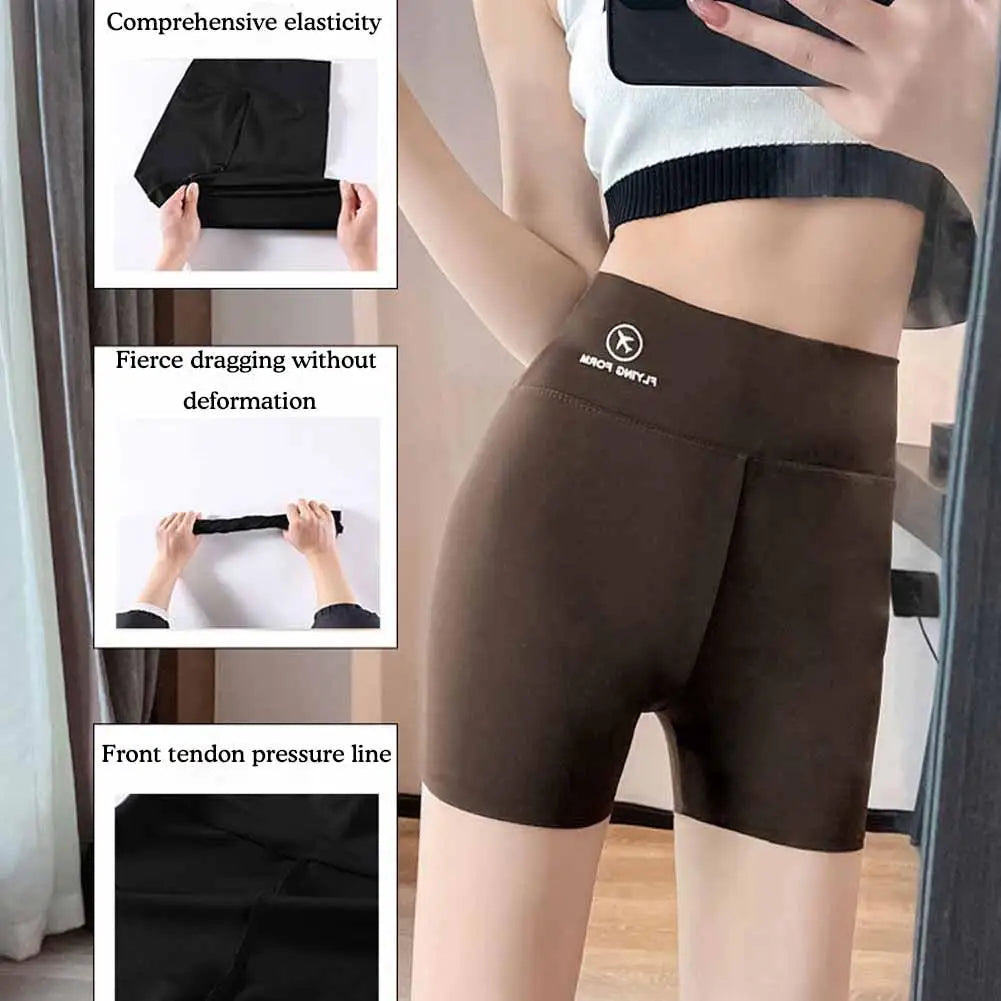 1pcs Women's Leggings Belly Tightening And Hip Lifting Pants Anti Glare Yoga Ice Silk Seamless Shorts Safety Shorts 3/4 Pants ﻿ - Shopfly.co.uk