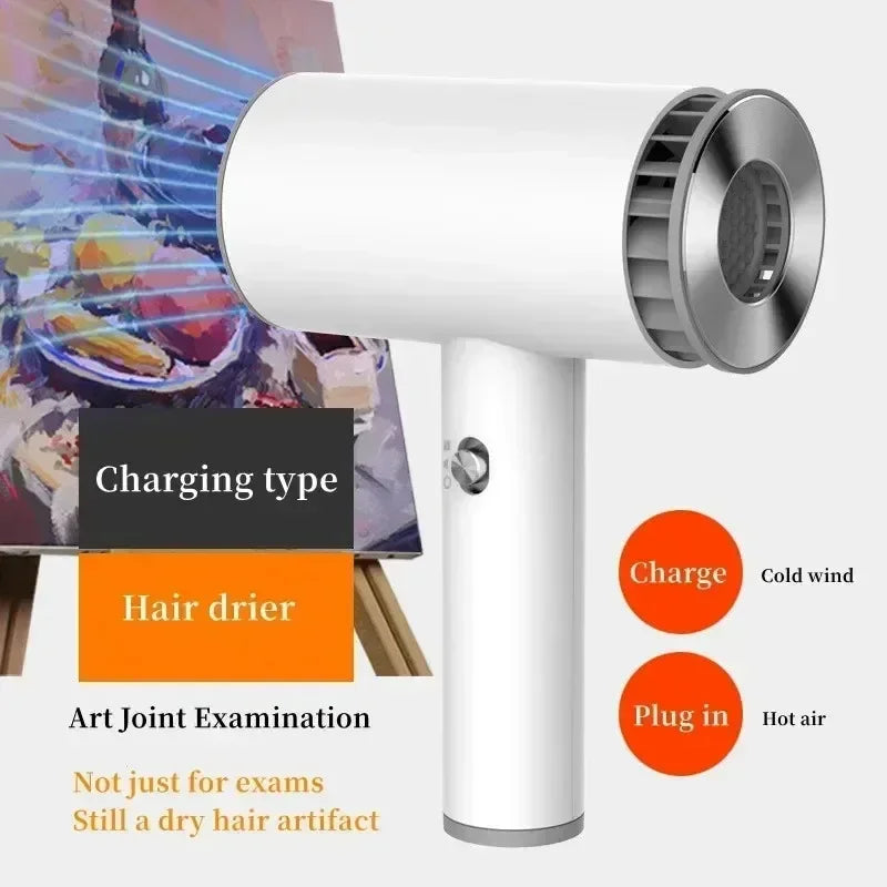 Portable Cordless Hair Dryer Fast Dry Hair Lithium Battery Rechargeable Blow Dryer Strong Wind Travel/Outdoor Plug in Hot Air - Shopfly.co.uk