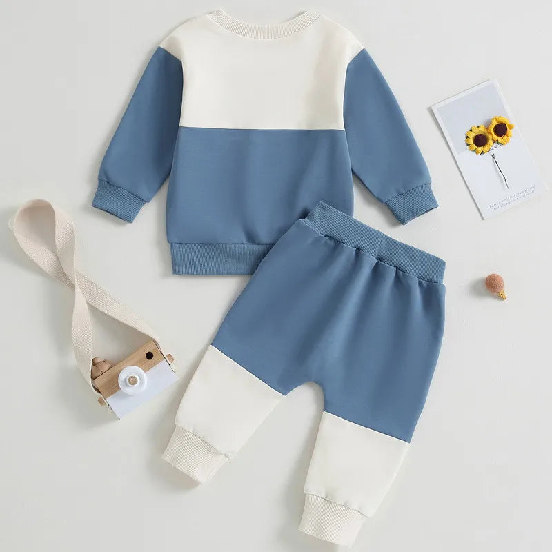 RUEWEY Baby Boy Contrast Color Pant Sets Spring Autumn Clothes Long Sleeve Sweatshirt Tops and Bottom Sets Baby Items Clothing - Shopfly.co.uk