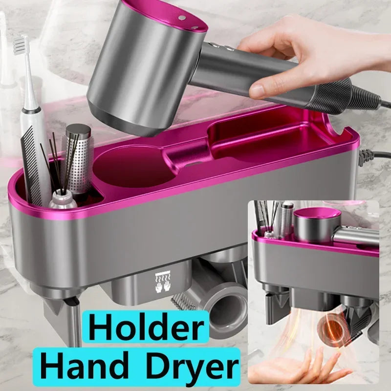 For Dyson Xiaomi Hair Dryer Shelf Wall Mounted Hair Dryer Rack Change Into Automatic Hand Dryer with Storage Box hanger - Shopfly.co.uk