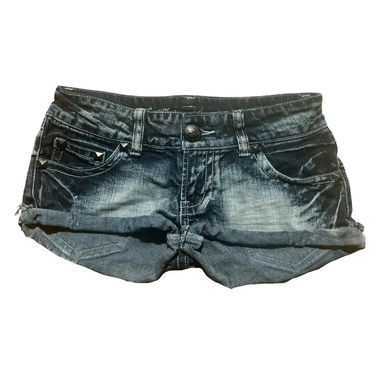 Hip hop fashion street clothing graphic printing style women black shorts ins y2k goth slim denim shorts - Shopfly.co.uk