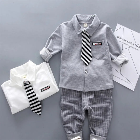 Lawadka Baby Boy Clothes Sets Long Sleeve Tie T-Shirt +Pants 2Pcs Outfits Cotton Sport Suit For Boy Clothes Spring Autumn 6M-3Y - Shopfly.co.uk
