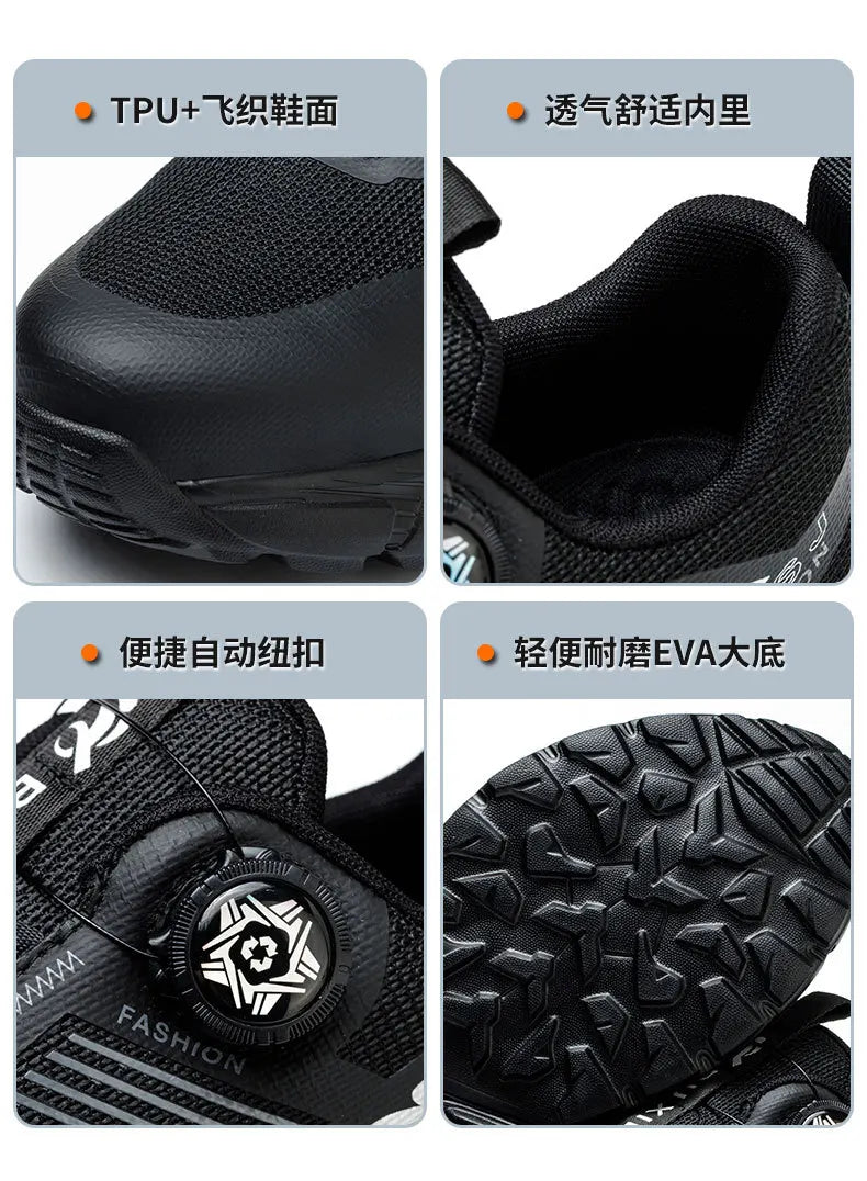 Rotating Button Men Shoes Security Sneakers Steel Toe Shoes Puncture-Proof work Shoes Anti-smash Sport Safety Shoes Protective - Shopfly.co.uk
