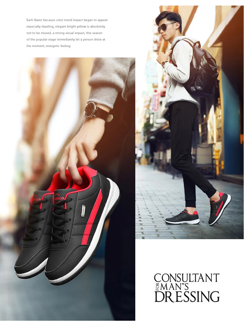 New Leather Men's Shoes, Sports Shoes, Fashion, Brisk Walking, Luxury Shoes, Breathable, Anti Slip, Casual Vulcanized Shoes38-46 - Shopfly.co.uk