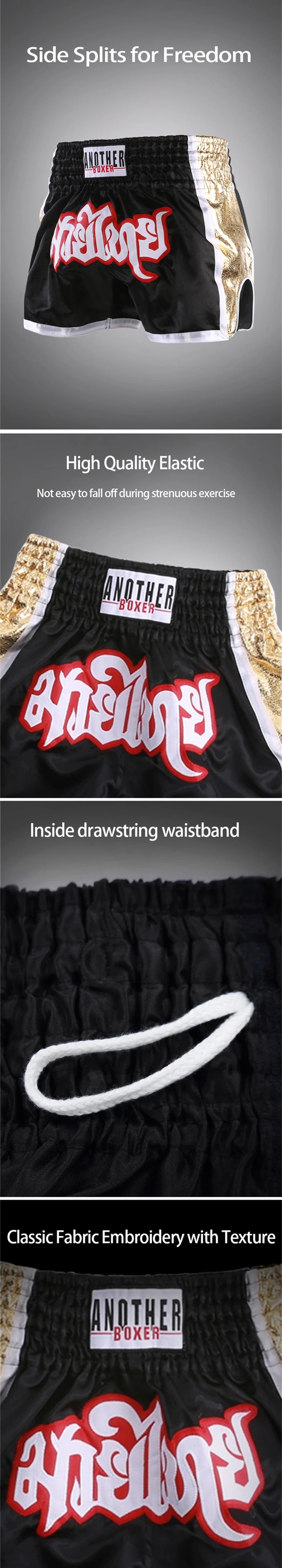 MMA Shorts for Kids & Adults, Muay Thai Shorts Boxing, Embroidered, Martial Arts Clothing for Muay Thai and Taekwondo Training - Shopfly.co.uk