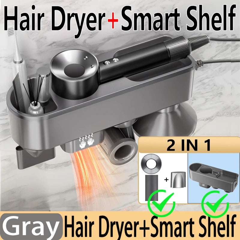 For Dyson Xiaomi Hair Dryer Shelf Wall Mounted Hair Dryer Rack Change Into Automatic Hand Dryer with Storage Box hanger - Shopfly.co.uk