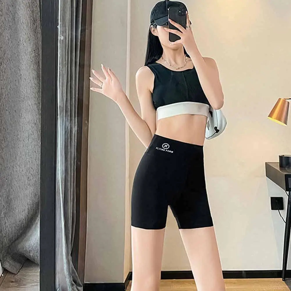 1pcs Women's Leggings Belly Tightening And Hip Lifting Pants Anti Glare Yoga Ice Silk Seamless Shorts Safety Shorts 3/4 Pants ﻿ - Shopfly.co.uk