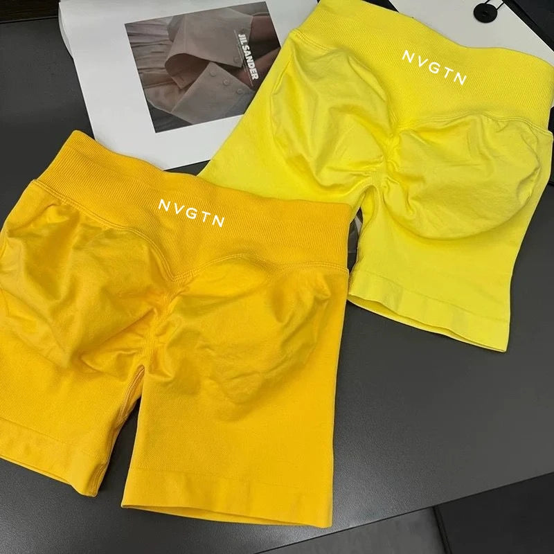 NVGTN Shorts Macaron Color CrossFit Training Yoga Cycling Women Summer Low Ribbed Band Scrunch Butt Seamless Breathable Shorts - Shopfly.co.uk