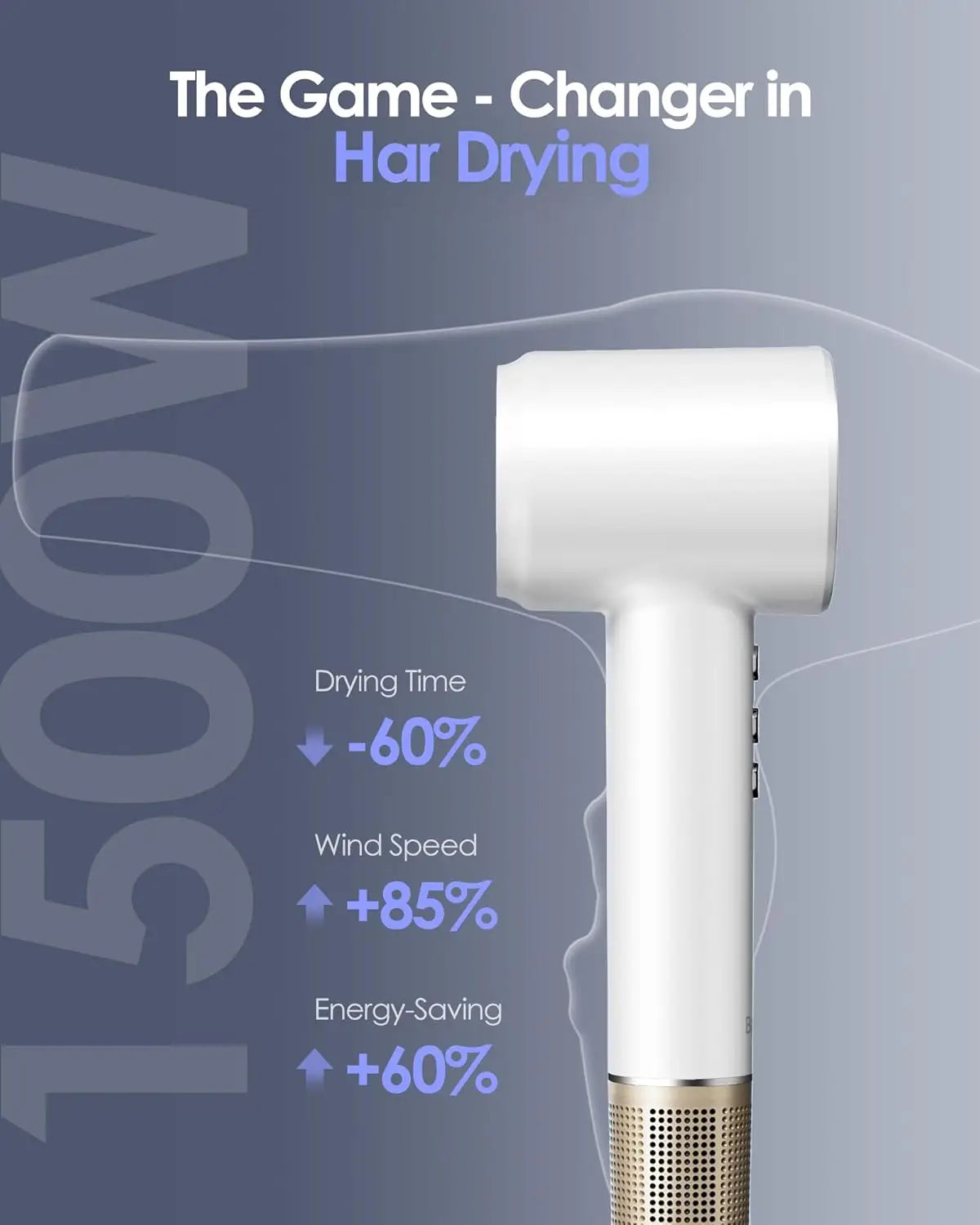 Professional High Speed Electric Hair Dryer 120000RPM Negative Ions Blow Dryer Super Powerful Wind Lownoise Salon HairDryer - Shopfly.co.uk