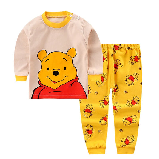 Disney Cartoon Baby Underwear Suit Autumn Clothes Winnie Pooh Printed Children Long Sleeved 2pc/set Pajamas Cotton Kids Outfits - Shopfly.co.uk