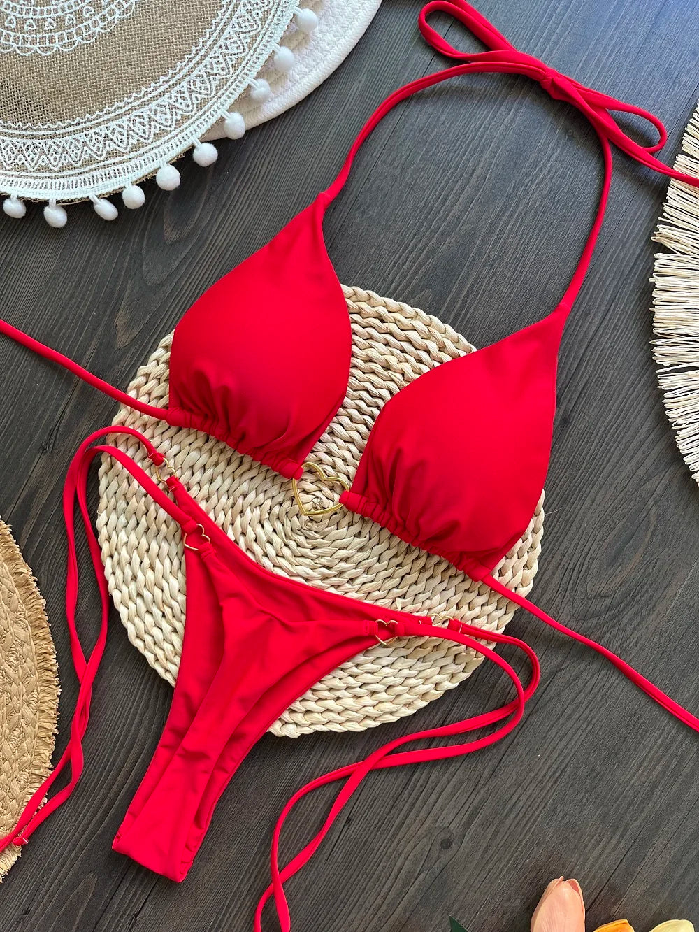 RUOTONSEPT Sexy Halter Solid color Bikini Set Women's Swimsuit Two-piece Triangle Thong Swimwear Bathing Suit Brazilian Biquinis - Shopfly.co.uk
