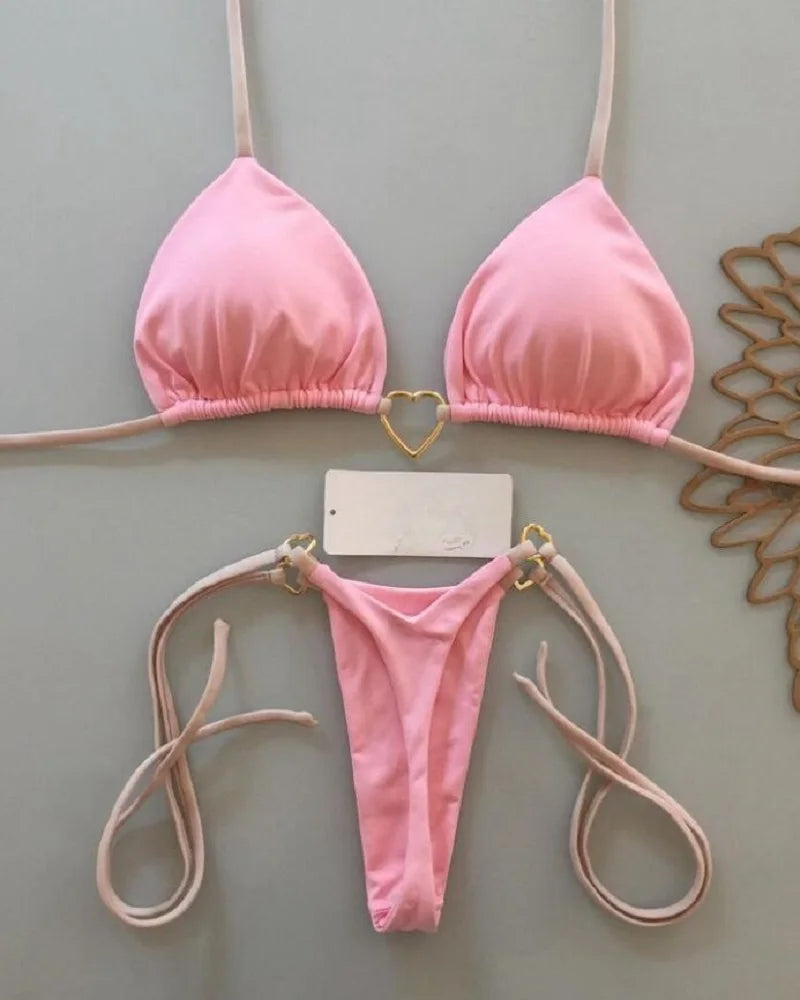 RUOTONSEPT Sexy Halter Solid color Bikini Set Women's Swimsuit Two-piece Triangle Thong Swimwear Bathing Suit Brazilian Biquinis - Shopfly.co.uk
