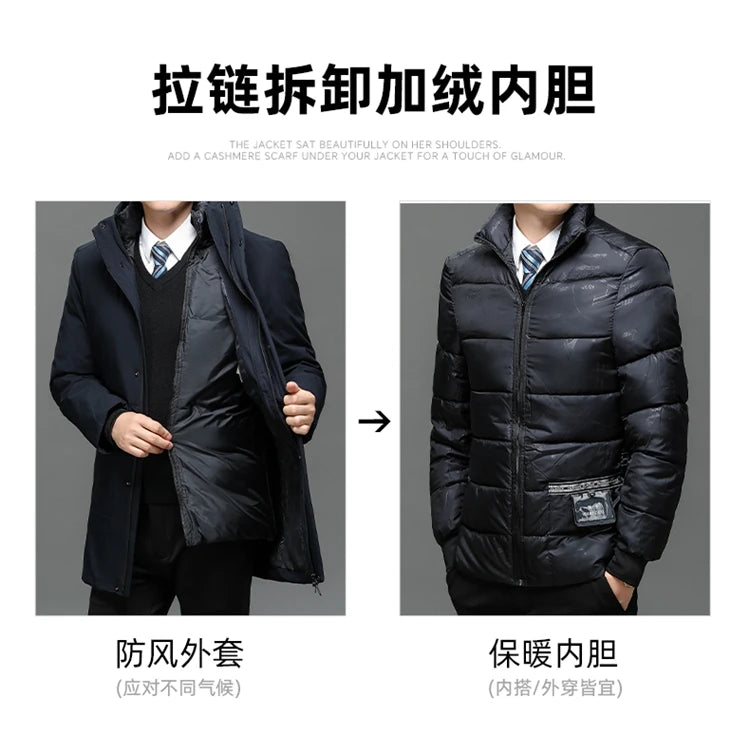 Business Men Thick Winter Big Hood Collar Warm Parka Waterproof Windproof NEW -40 Degrees Top Quality White Duck Down Jacket Men - Shopfly.co.uk
