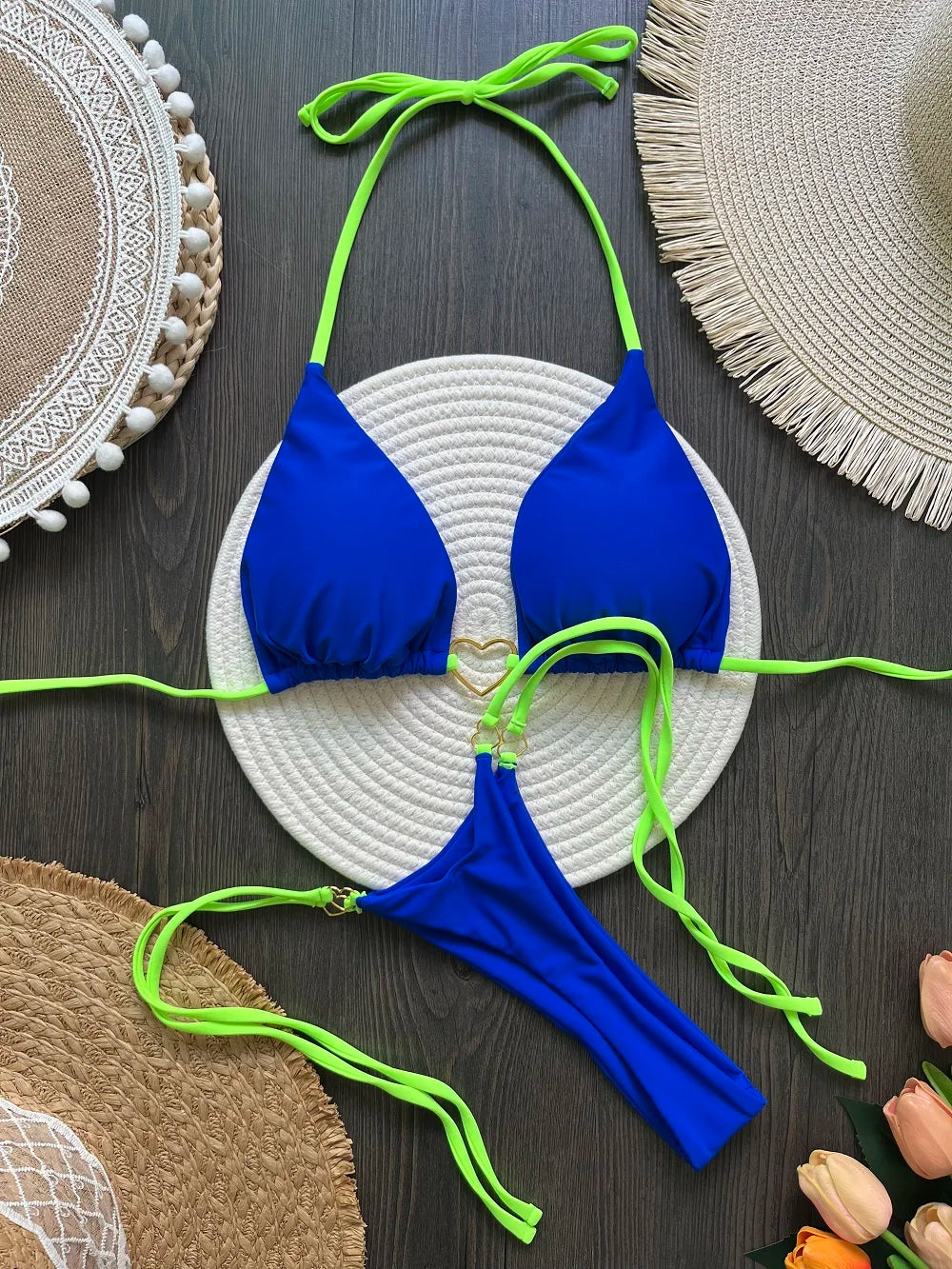 RUOTONSEPT Sexy Halter Solid color Bikini Set Women's Swimsuit Two-piece Triangle Thong Swimwear Bathing Suit Brazilian Biquinis - Shopfly.co.uk