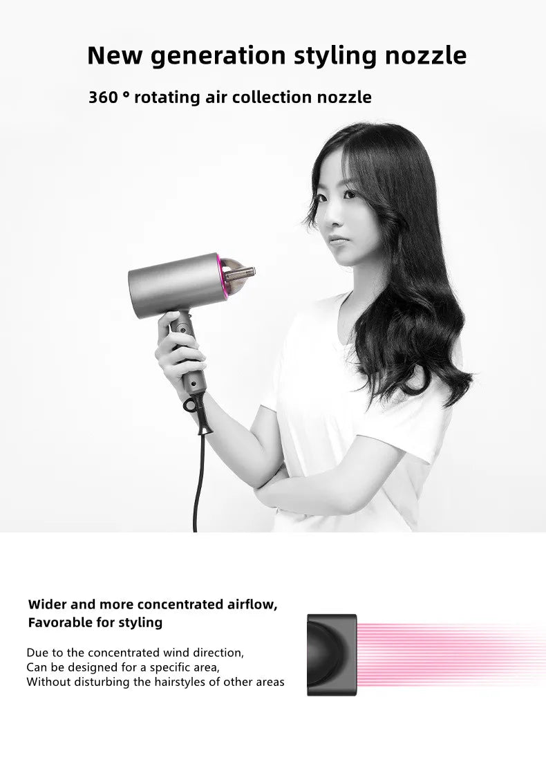 Popular Foldable Hair Dryer 1800W Blue Light Negative Ion Super Silent US/EU/UK/Plug 110V/220V Home Barber Recommended - Shopfly.co.uk