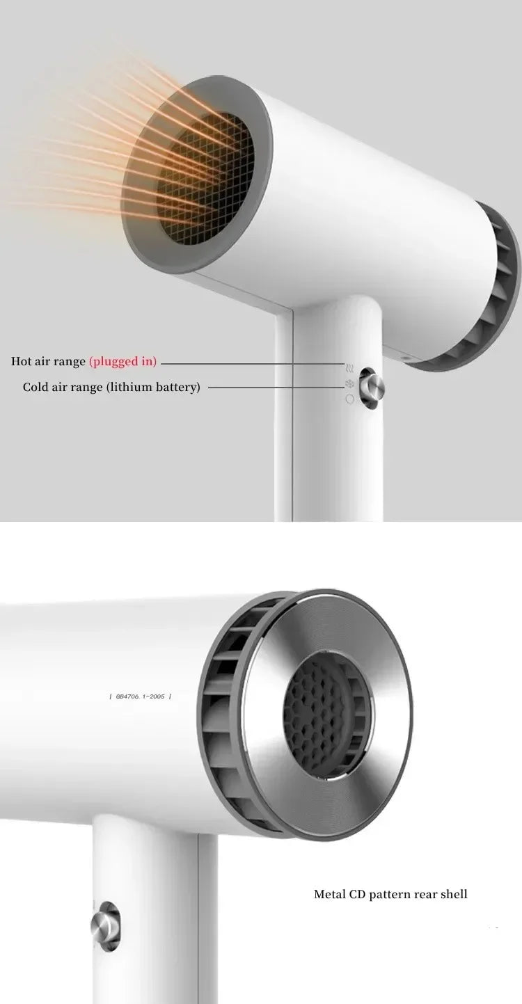 Portable Cordless Hair Dryer Fast Dry Hair Lithium Battery Rechargeable Blow Dryer Strong Wind Travel/Outdoor Plug in Hot Air - Shopfly.co.uk