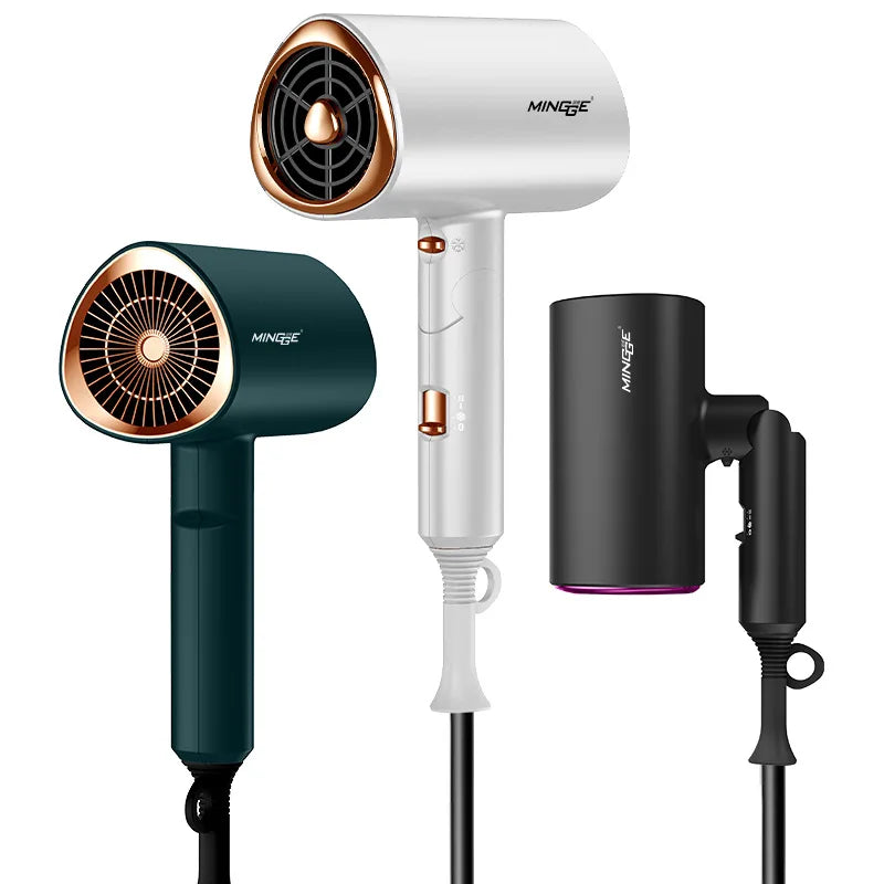 Popular Foldable Hair Dryer 1800W Blue Light Negative Ion Super Silent US/EU/UK/Plug 110V/220V Home Barber Recommended - Shopfly.co.uk