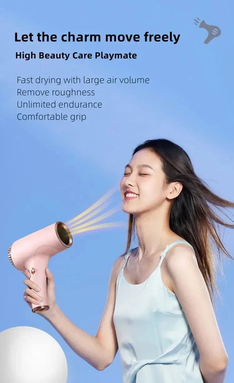 Portable Cordless Hair Dryer Fast Dry Hair Lithium Battery Rechargeable Blow Dryer Strong Wind Travel/Outdoor Plug in Hot Air - Shopfly.co.uk