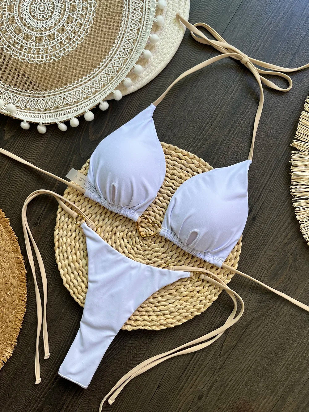 RUOTONSEPT Sexy Halter Solid color Bikini Set Women's Swimsuit Two-piece Triangle Thong Swimwear Bathing Suit Brazilian Biquinis - Shopfly.co.uk