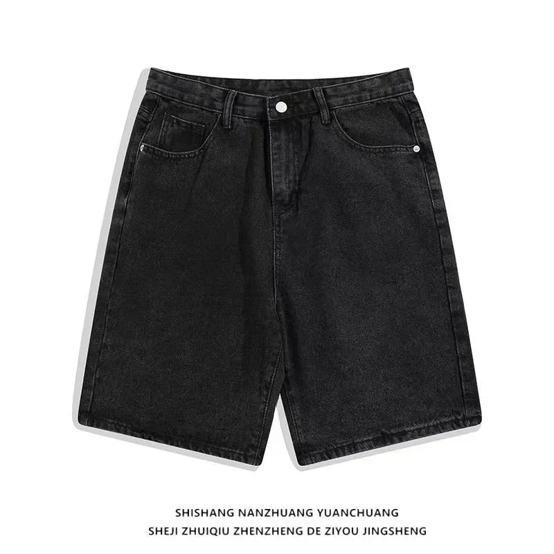 Vintage Graphic Printing Baggy Denim Shorts New Gothic Cross Y2K Fashion Harajuku Casual High Waist Wide Leg Shorts Streetwear - Shopfly.co.uk