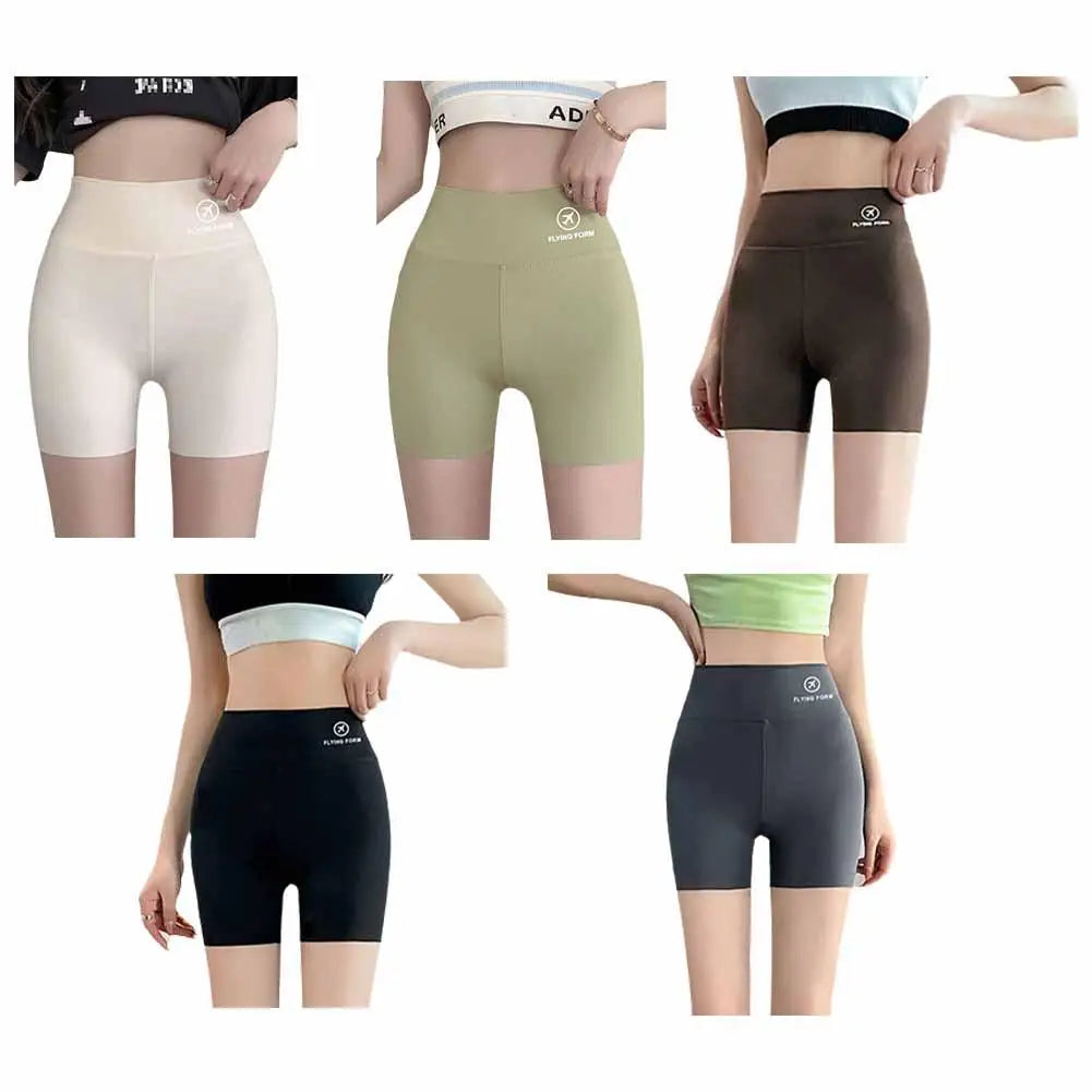 1pcs Women's Leggings Belly Tightening And Hip Lifting Pants Anti Glare Yoga Ice Silk Seamless Shorts Safety Shorts 3/4 Pants ﻿ - Shopfly.co.uk