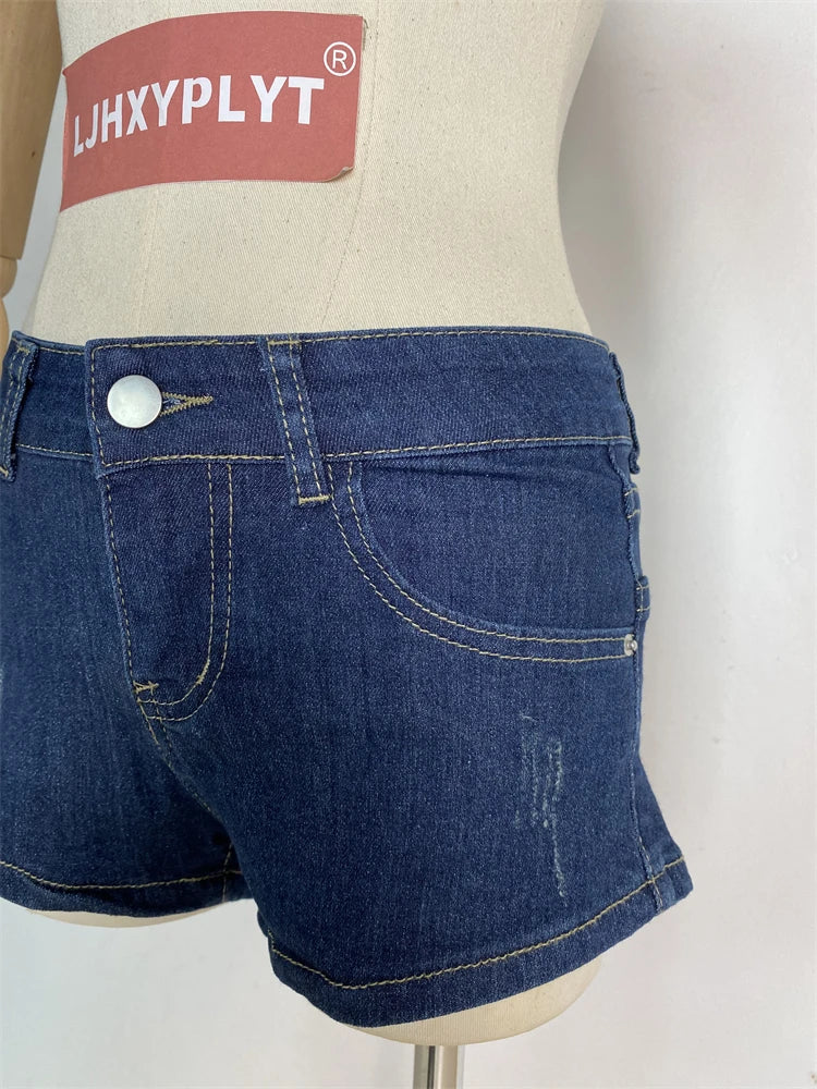 Women's Scratch Design Spicy Girl Denim Shorts Summer Y2K New Hot Girl Street Female Bottoms Casual Hip Wrap Sexy Mini-Shorts - Shopfly.co.uk