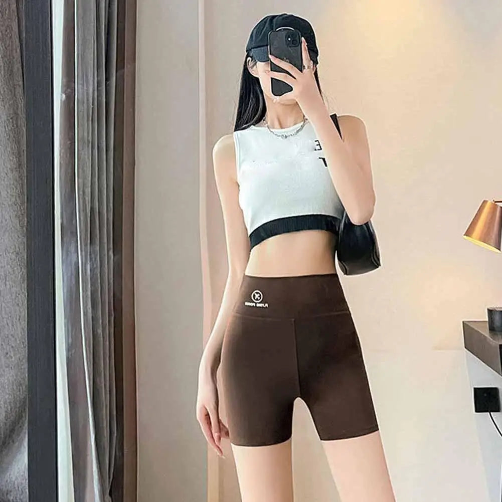 1pcs Women's Leggings Belly Tightening And Hip Lifting Pants Anti Glare Yoga Ice Silk Seamless Shorts Safety Shorts 3/4 Pants ﻿ - Shopfly.co.uk