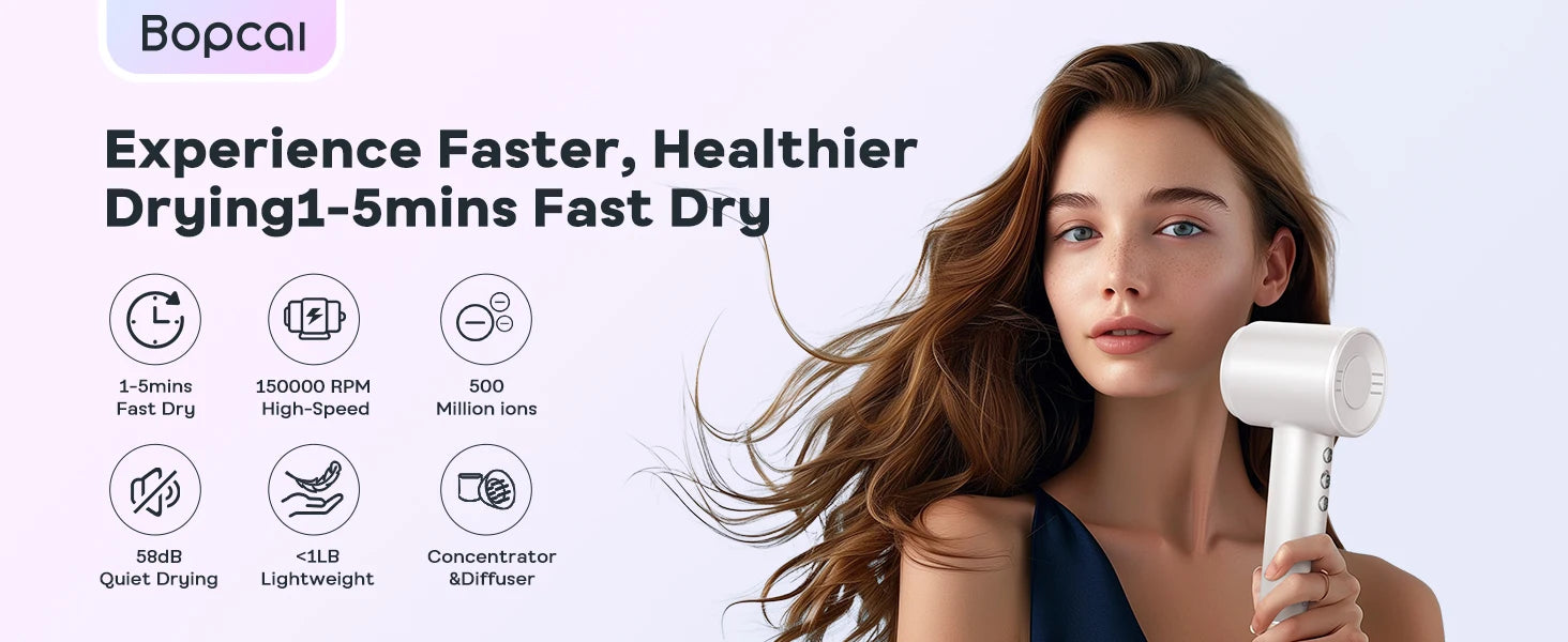 Professional High Speed Electric Hair Dryer 120000RPM Negative Ions Blow Dryer Super Powerful Wind Lownoise Salon HairDryer - Shopfly.co.uk