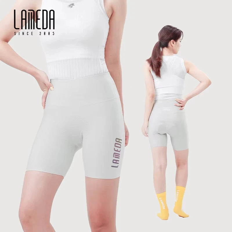 LAMEDA Cycling Shorts Women's High Elastic Cycling Pants Quick-Drying Bib Shorts Upf50+ Outdoor Cycling Shorts White Road Cyclin - Shopfly.co.uk