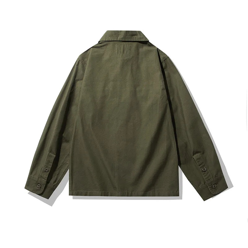 2025 Spring Men's Tiger Stripe Camo Camouflage Cargo Shirt Fashion Work Engineer Long Sleeved Shirt Jacket With Double Pockets - Shopfly.co.uk