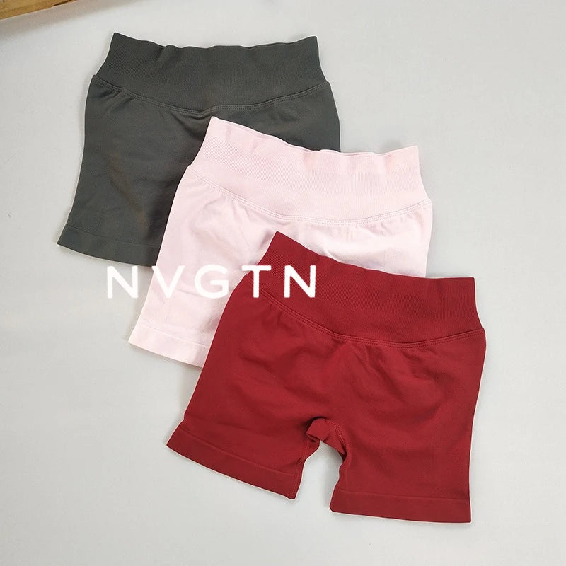 NVGTN Shorts Macaron Color CrossFit Training Yoga Cycling Women Summer Low Ribbed Band Scrunch Butt Seamless Breathable Shorts - Shopfly.co.uk