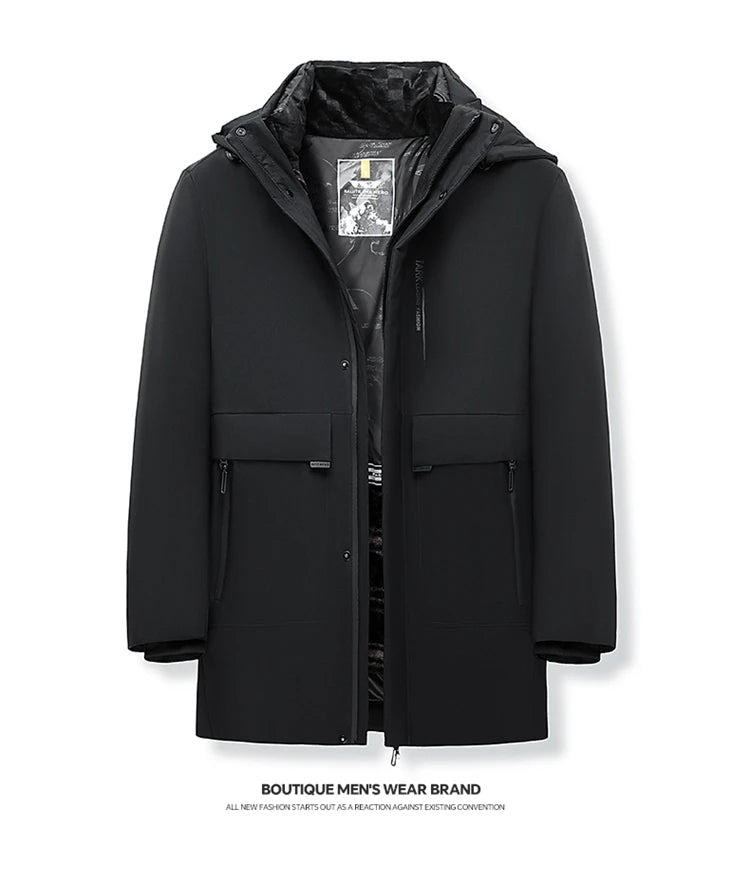 Business Men Thick Winter Big Hood Collar Warm Parka Waterproof Windproof NEW -40 Degrees Top Quality White Duck Down Jacket Men - Shopfly.co.uk