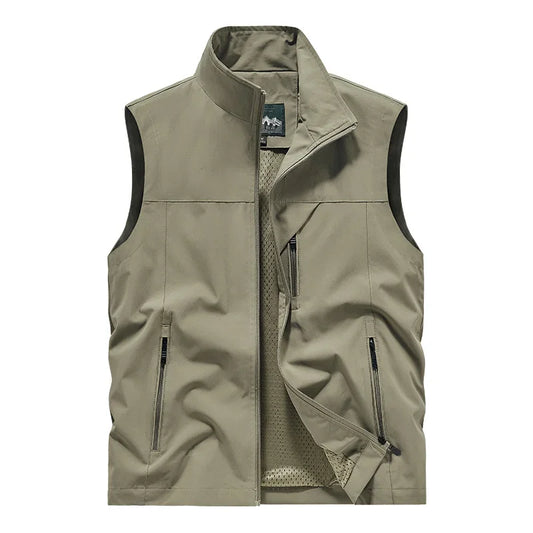 2024 New Fashion Men's Vest Windproof Solid Sleeveless Jacket Motorcycle Ourdoor Waterproof Biker Vest for Men Clothing - Shopfly.co.uk